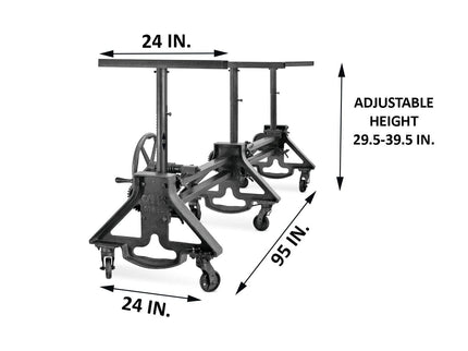 Otis Steel Communal Table Base - Adjustable Height - Iron Base- Casters - DIY - Rustic Deco