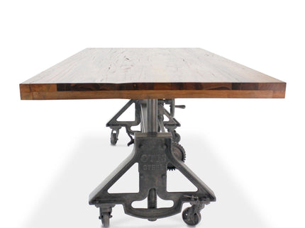 Otis Steel Dining Table - Adjustable Height - Casters - Rustic Natural - Rustic Deco