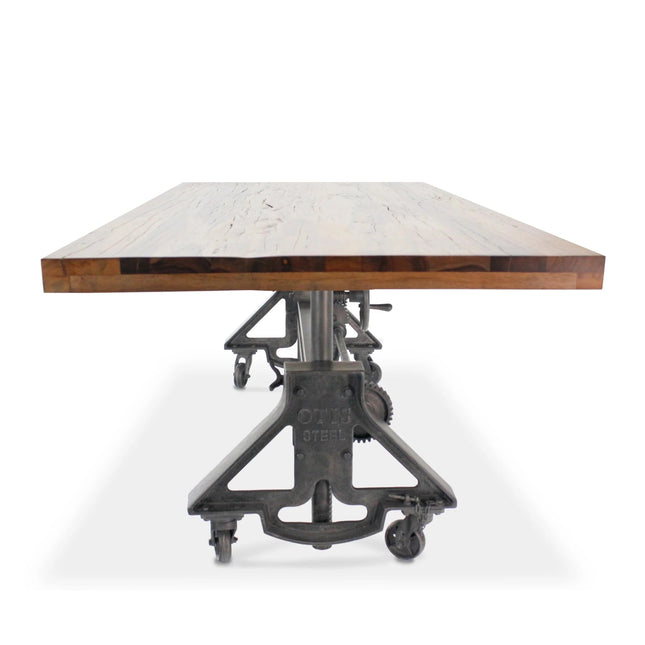 Otis Steel Dining Table - Adjustable Height - Casters - Rustic Natural - Rustic Deco