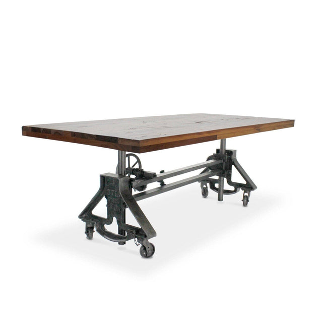 Otis Steel Dining Table - Adjustable Height - Casters - Rustic Natural - Rustic Deco