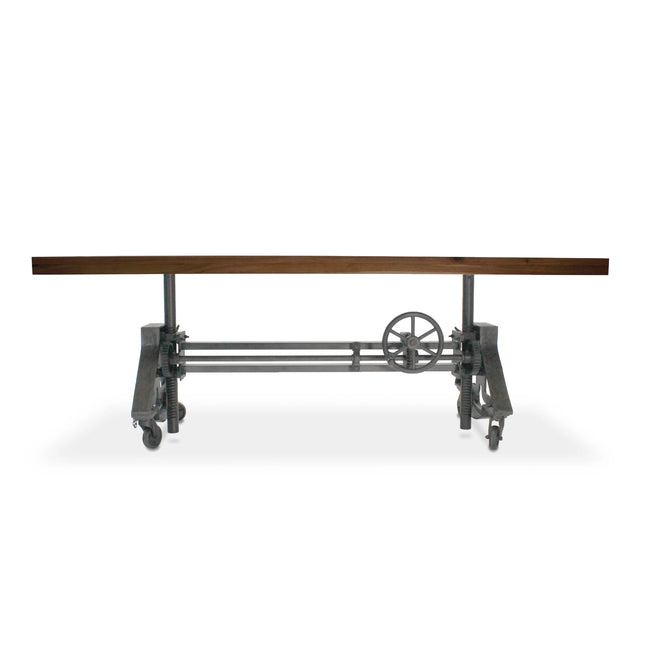 Otis Steel Dining Table - Adjustable Height - Iron Base - Casters - Natural - Rustic Deco