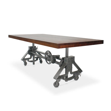 Otis Steel Dining Table - Adjustable Height - Iron Base - Casters - Provincial - Rustic Deco