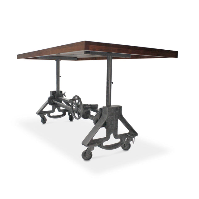 Otis Steel Dining Table - Adjustable Height - Iron Base - Casters - Provincial - Rustic Deco