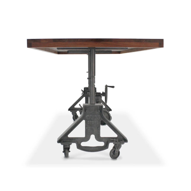 Otis Steel Dining Table - Adjustable Height - Iron Base - Casters - Provincial - Rustic Deco