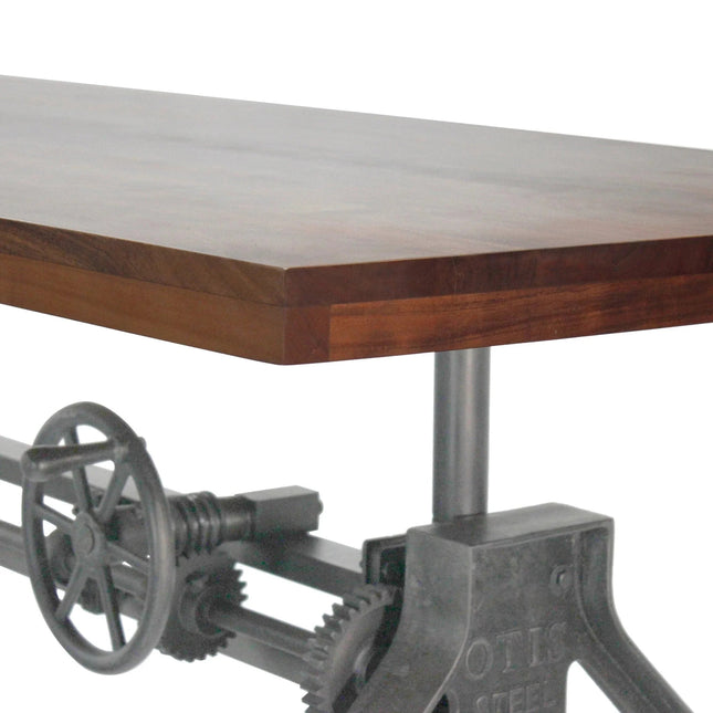 Otis Steel Dining Table - Adjustable Height - Iron Base - Casters - Provincial - Rustic Deco