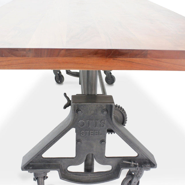 Otis Steel Dining Table - Adjustable Height - Iron Base - Casters - Provincial - Rustic Deco