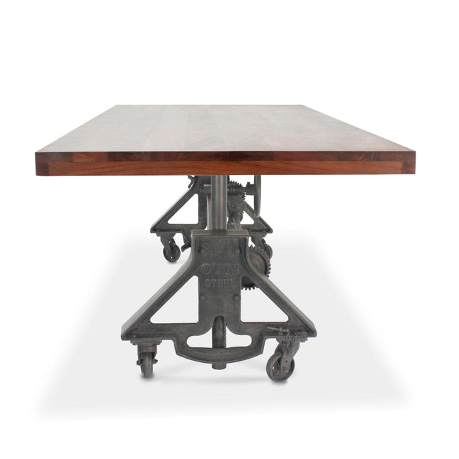 Otis Steel Dining Table - Adjustable Height - Iron Base - Casters - Provincial - Rustic Deco