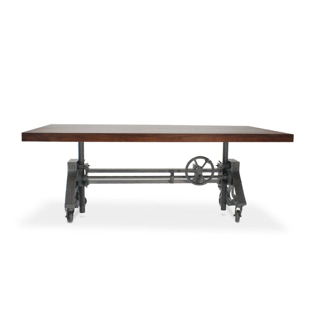 Otis Steel Dining Table - Adjustable Height - Iron Base - Casters - Provincial - Rustic Deco