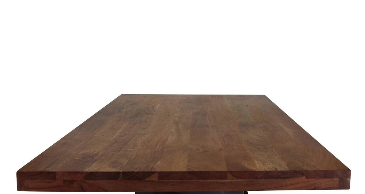 Otis Steel Dining Table - Adjustable Height - Iron Base - Casters - Walnut - Rustic Deco