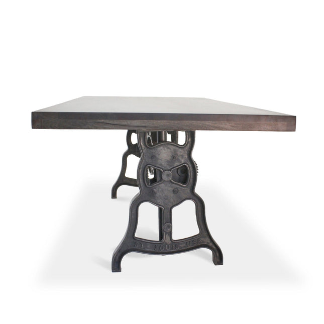 Shoemaker Dining Table - Adjustable Height Iron Base - Gray Top - Rustic Deco