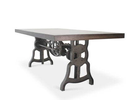 Shoemaker Dining Table - Adjustable Height Iron Base - Gray Top - Rustic Deco