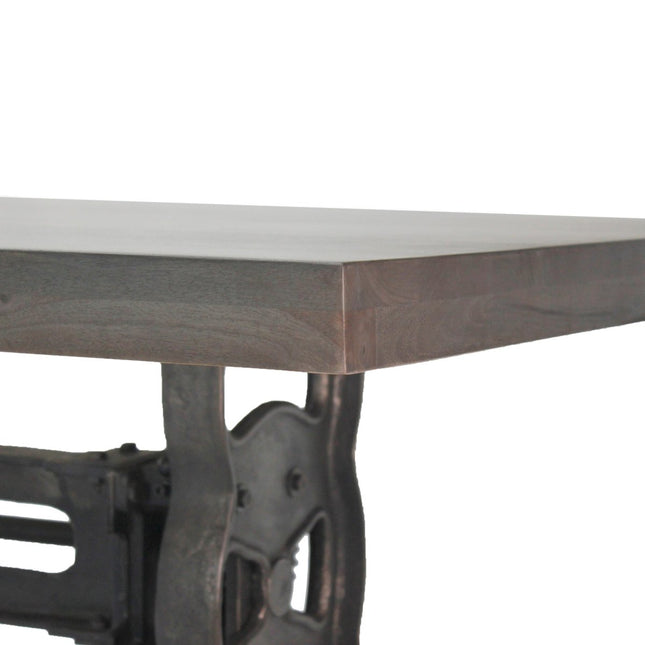 Shoemaker Dining Table - Adjustable Height Iron Base - Gray Top - Rustic Deco