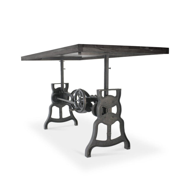 Shoemaker Dining Table - Adjustable Height Iron Base - Gray Top - Rustic Deco