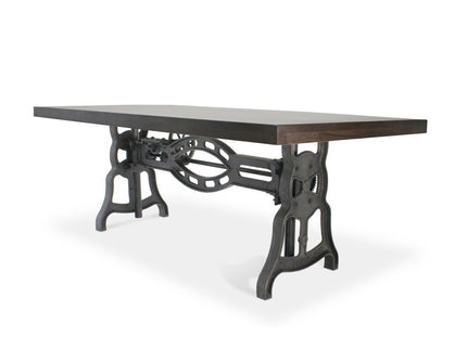 Shoemaker Dining Table - Adjustable Height Iron Base - Gray Top - Rustic Deco
