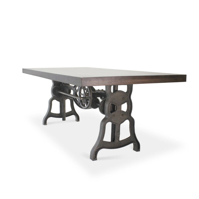 Shoemaker Dining Table - Adjustable Height Iron Base - Gray Top - Rustic Deco