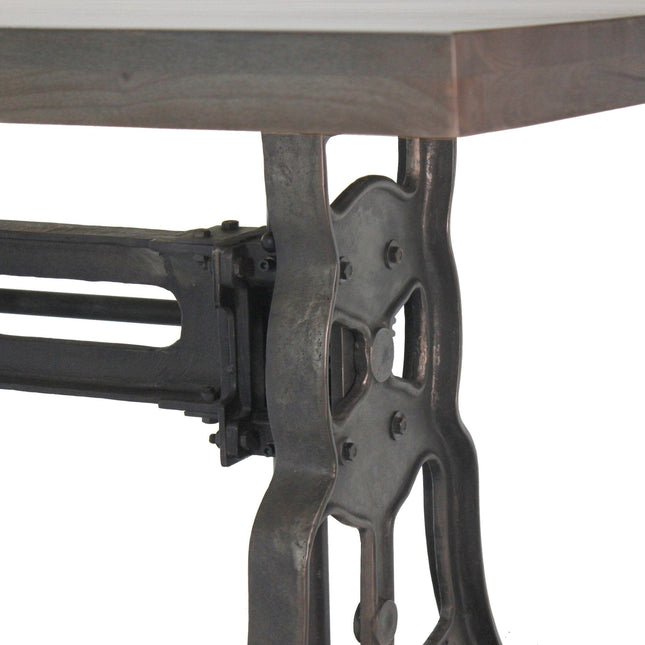 Shoemaker Dining Table - Adjustable Height Iron Base - Gray Top - Rustic Deco