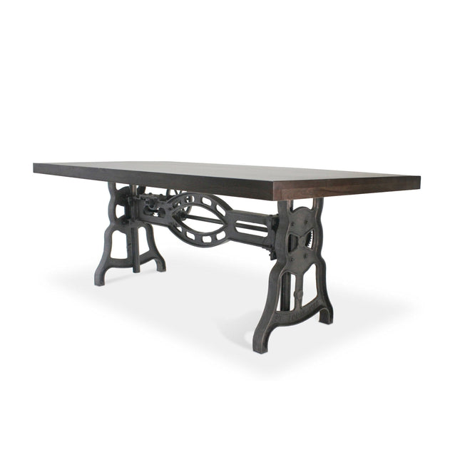 Shoemaker Dining Table - Adjustable Height Iron Base - Gray Top - Rustic Deco