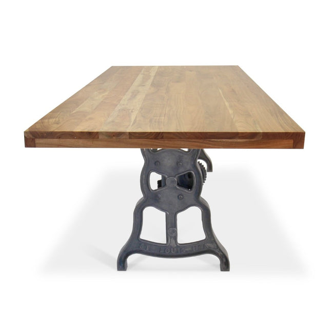 Shoemaker Dining Table - Adjustable Height Iron Base - Natural Wood Top - Rustic Deco