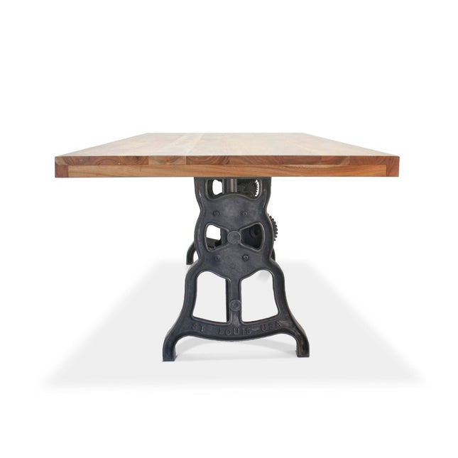 Shoemaker Dining Table - Adjustable Height Iron Base - Natural Wood Top - Rustic Deco