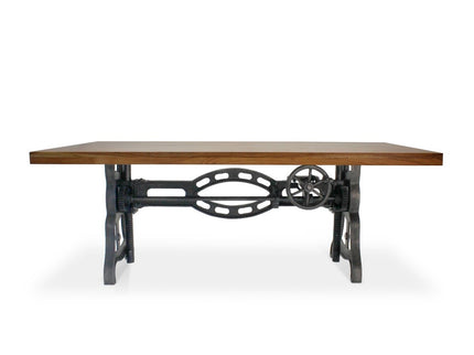 Shoemaker Dining Table - Adjustable Height Iron Base - Natural Wood Top - Rustic Deco