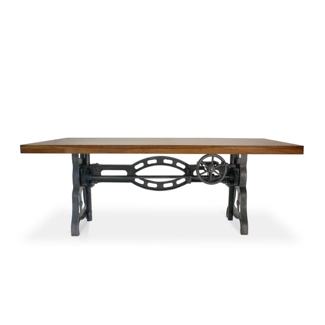 Shoemaker Dining Table - Adjustable Height Iron Base - Natural Wood Top - Rustic Deco