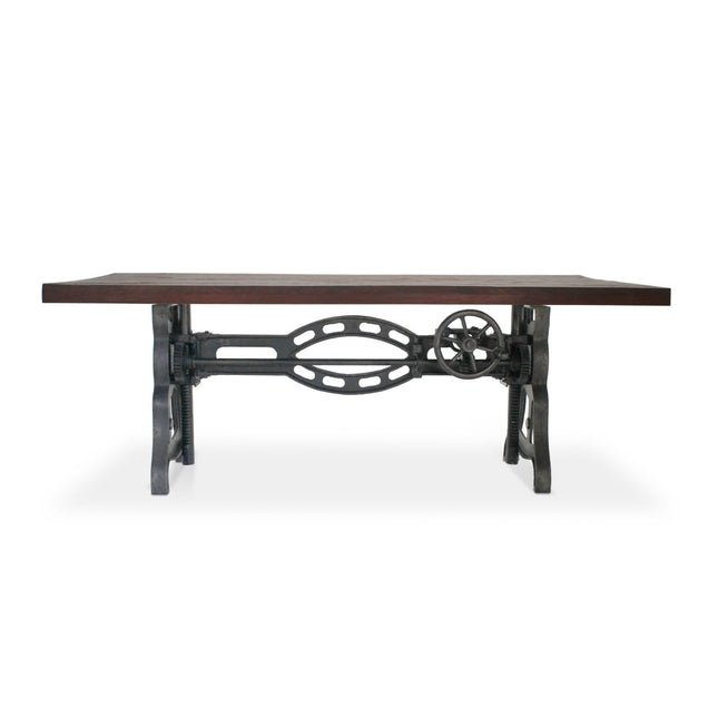 Shoemaker Dining Table - Adjustable Height Iron Base - Rustic Mahogany - Rustic Deco