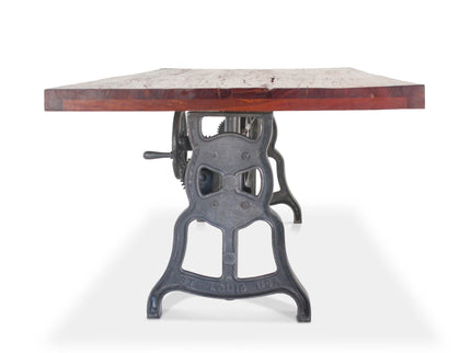Shoemaker Dining Table - Adjustable Height Iron Base - Rustic Mahogany - Rustic Deco