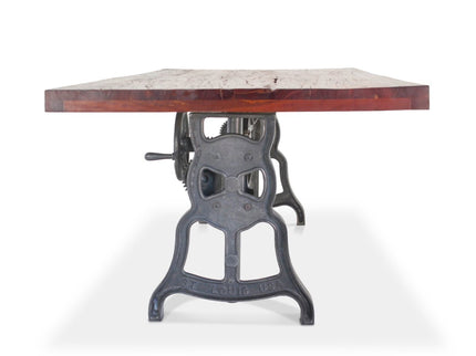 Shoemaker Dining Table - Adjustable Height Iron Base - Rustic Mahogany - Rustic Deco