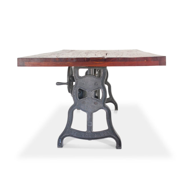 Shoemaker Dining Table - Adjustable Height Iron Base - Rustic Mahogany - Rustic Deco