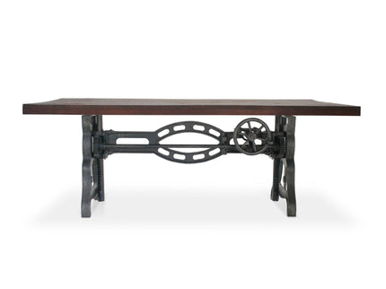 Shoemaker Dining Table - Adjustable Height Iron Base - Rustic Mahogany - Rustic Deco