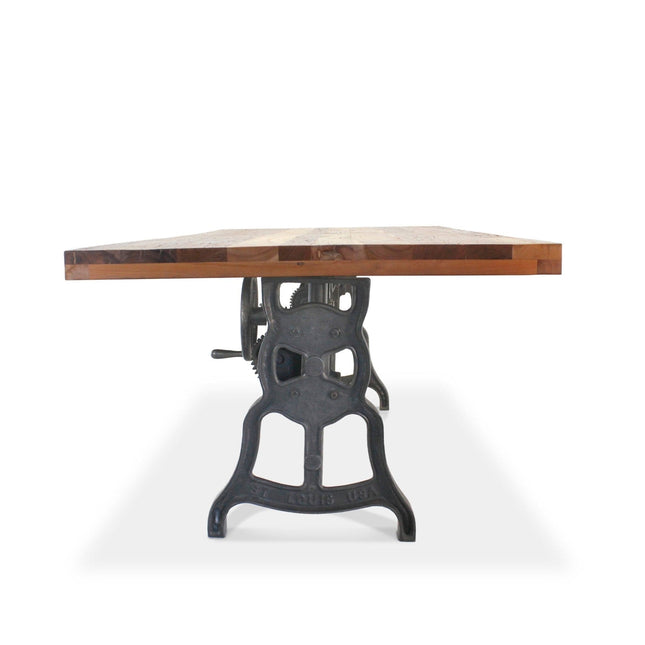 Shoemaker Dining Table - Adjustable Height Iron Base - Rustic Natural Top - Rustic Deco