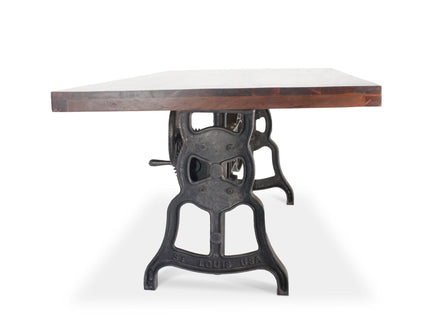 Shoemaker Dining Table - Adjustable Height Iron Base - Walnut Top - Rustic Deco