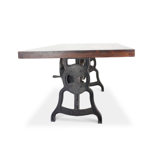 Shoemaker Dining Table - Adjustable Height Iron Base - Walnut Top - Rustic Deco