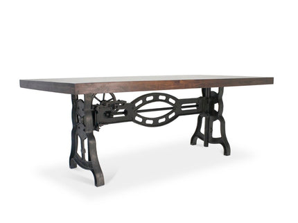 Shoemaker Dining Table - Adjustable Height Iron Base - Walnut Top - Rustic Deco