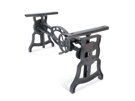 Shoemaker Dining Table Cast Iron Adjustable Crank Base - DIY - Rustic Deco