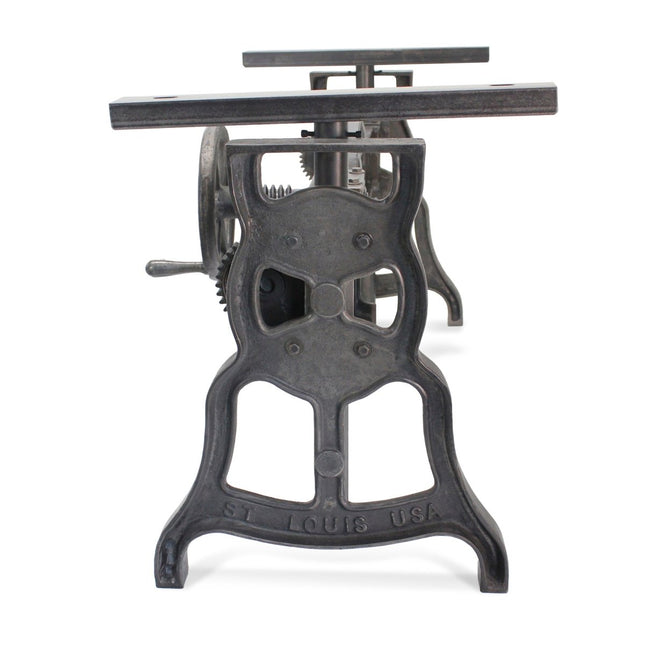 Shoemaker Dining Table Cast Iron Adjustable Crank Base - DIY - Rustic Deco