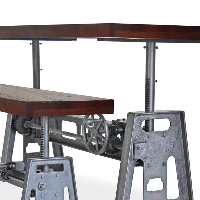 Venue Industrial Dining Table Set - Matching Bench - Wooden Benchtop - Rustic Deco