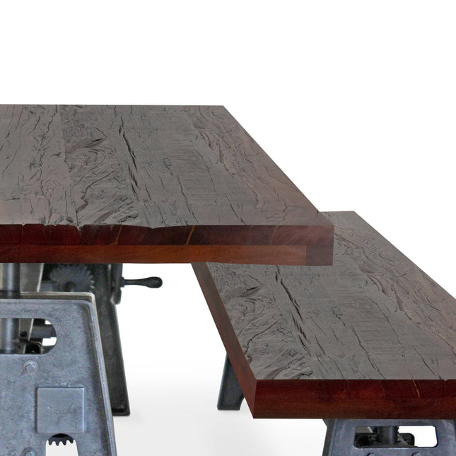 Venue Industrial Dining Table Set - Matching Bench - Wooden Benchtop - Rustic Deco