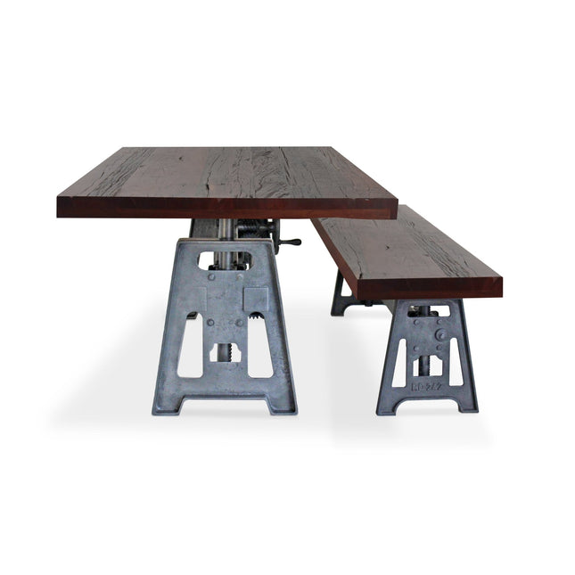 Venue Industrial Dining Table Set - Matching Bench - Wooden Benchtop - Rustic Deco