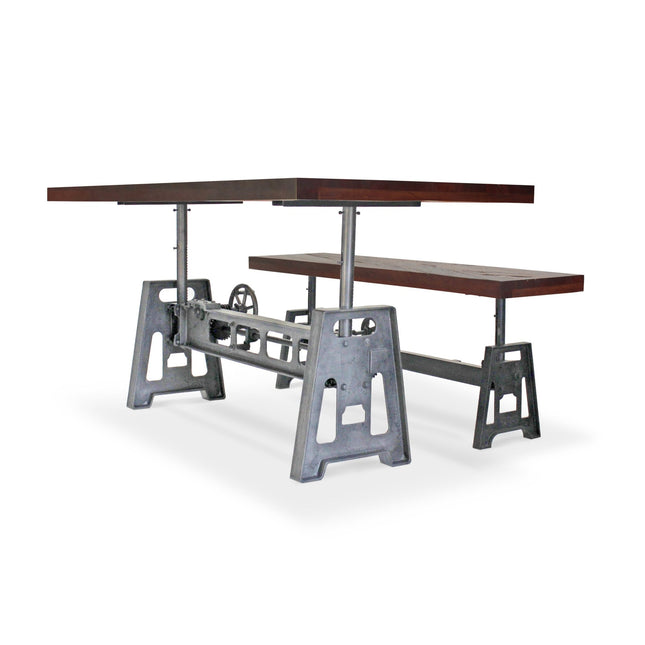 Venue Industrial Dining Table Set - Matching Bench - Wooden Benchtop - Rustic Deco