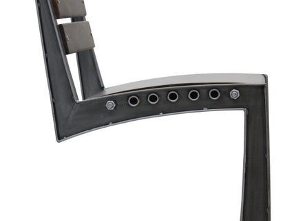 Zing Industrial Bar Chair - Rugged Steel Frame - Hardwood Seat - Pair - Rustic Deco