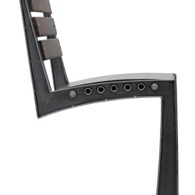 Zing Industrial Bar Chair - Rugged Steel Frame - Hardwood Seat - Pair - Rustic Deco