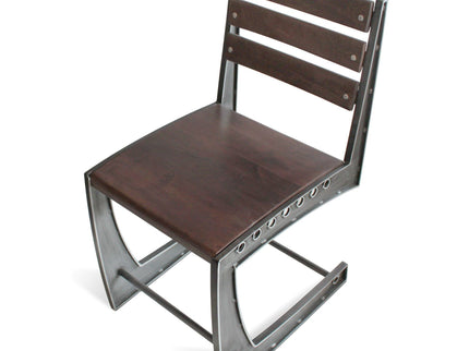 Zing Industrial Dining Chair - Rugged Steel Frame - Hardwood Seat - Pair - Rustic Deco