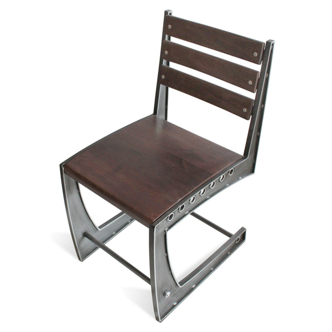 Zing Industrial Dining Chair - Rugged Steel Frame - Hardwood Seat - Pair - Rustic Deco