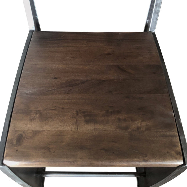 Zing Industrial Dining Chair - Rugged Steel Frame - Hardwood Seat - Pair - Rustic Deco